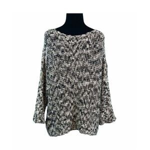 Eileen Fisher Black Brown Knit Long Sleeves Sweater size M